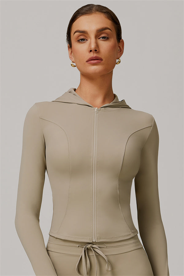 The Lumina Hooded Training Jacket UPF 50+ Beige