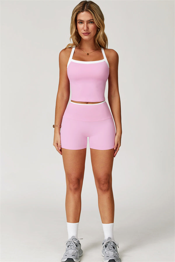 The Quest Cross Back Crop Top Shorts 2-Piece Set