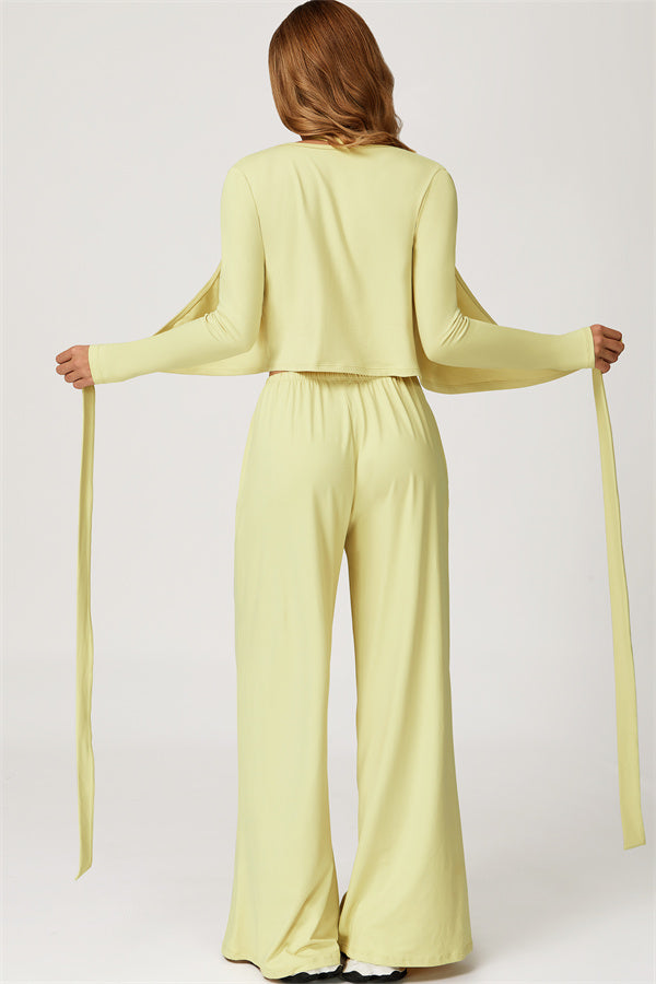 The Sprint Long Sleeve Crop Top Halter Tank Top Sweatpants 3-Piece Set