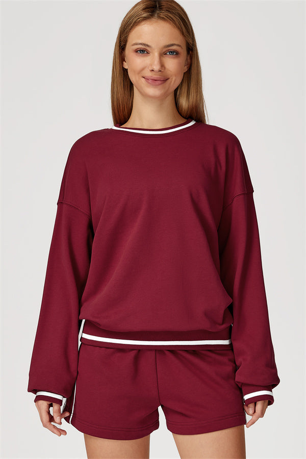 The Amara Sweatshirt Lounge Shorts 2-Piece Set Burgundy