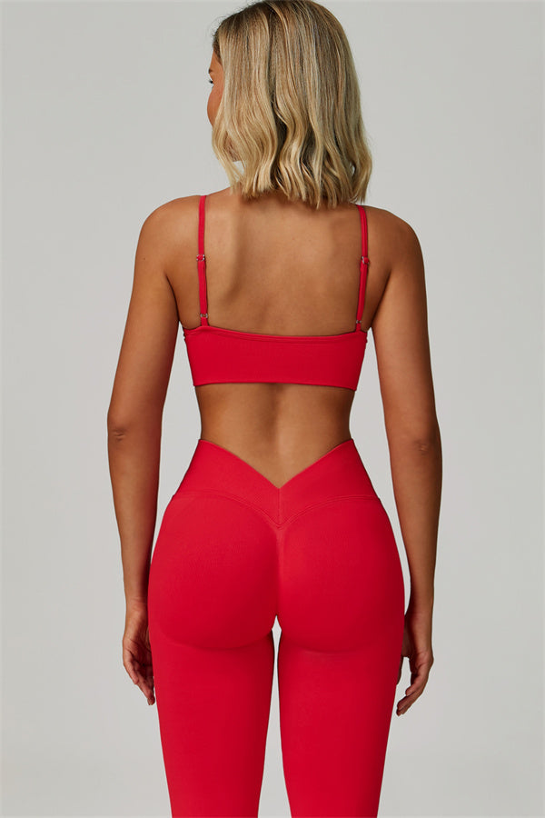 The Empower Sports Bra Leggings 2-Piece Set Carmine