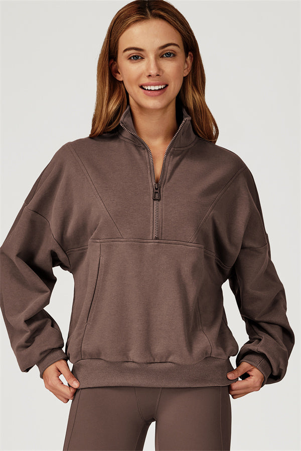 The Conquer Elevate Half-Zip Pullover Roman Brown