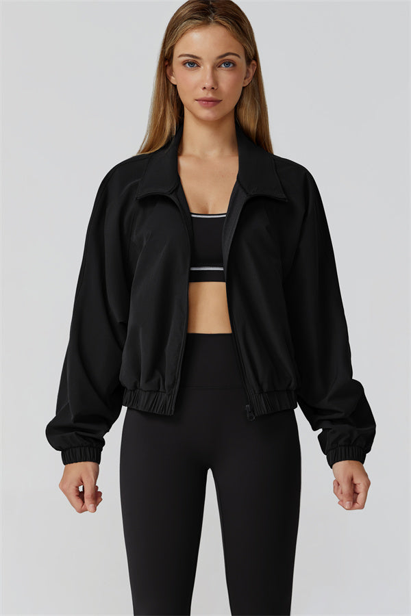 The Venus Zip Jacket Sports Bra Leggings 3-Piece Set Black
