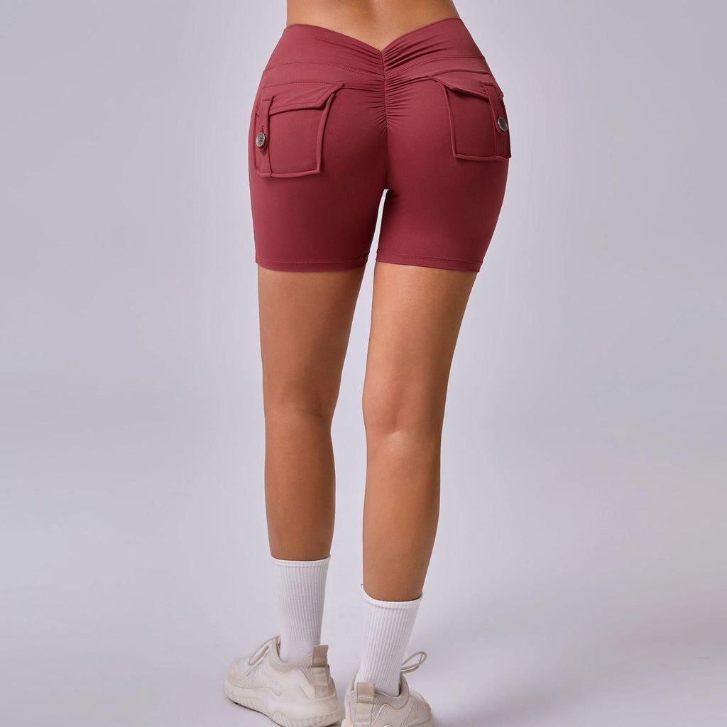 Winona Back Pockets Scrunch Shorts Wine S