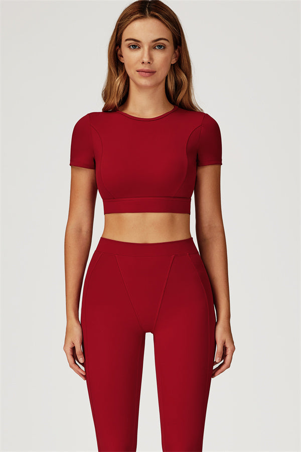 The Conquer T-shirt Leggings 2-Piece Set Burgundy