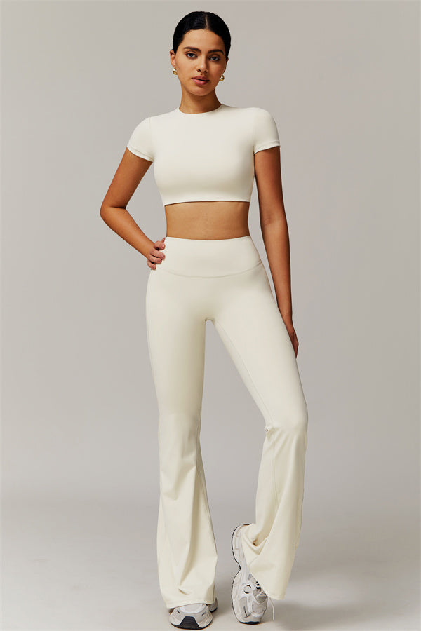 The Delicate Crop Top Flared Leggings 2-Piece Set