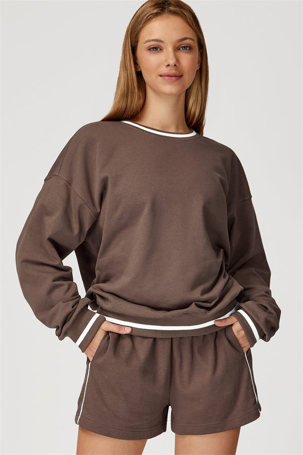 The Amara Sweatshirt Lounge Shorts 2-Piece Set Roman Brown