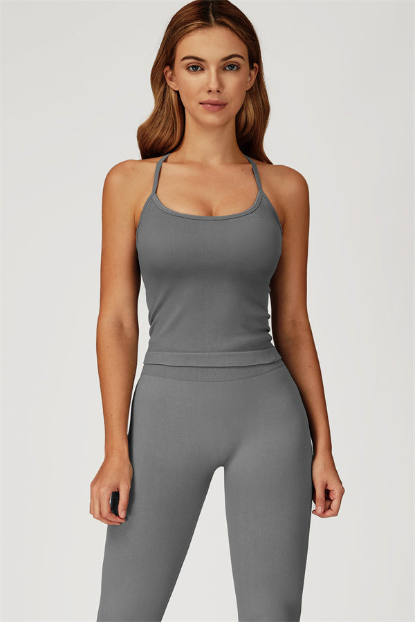 The Sculpt Crop Top Leggings 2-Piece Set Shuttle Grey