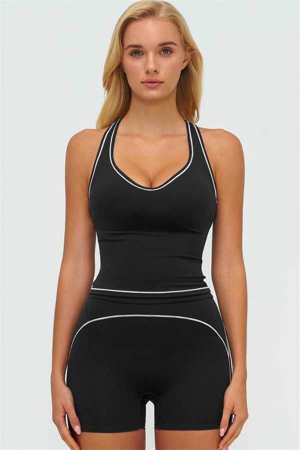 The Amara Crop Top Shorts 2-Piece Set Black