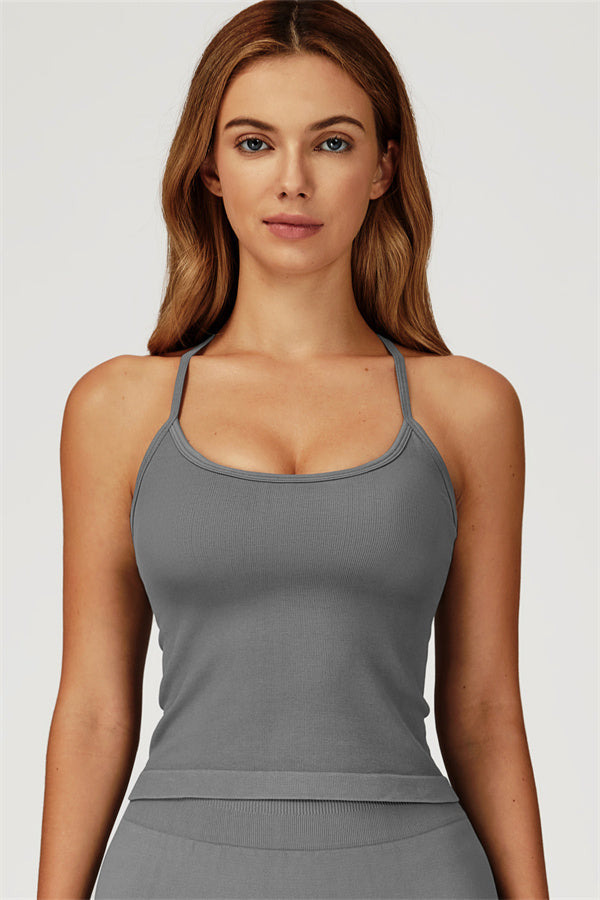 The Sculpt Crop Top Shuttle Grey