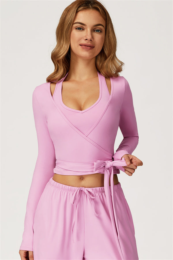 The Sprint Long Sleeve Crop Top Magenta