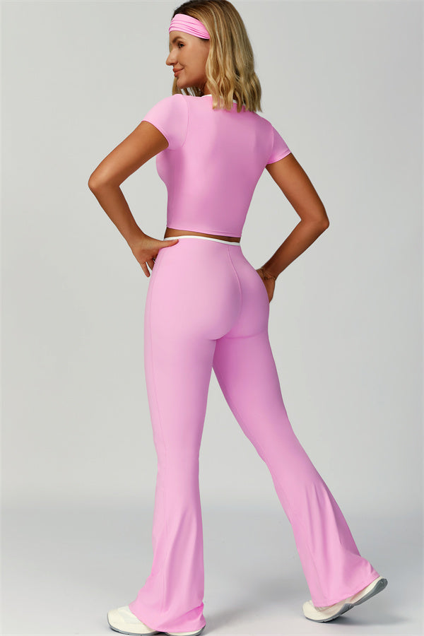 The Skyline Tie Top Flared Leggings Headband 3-Piece Set