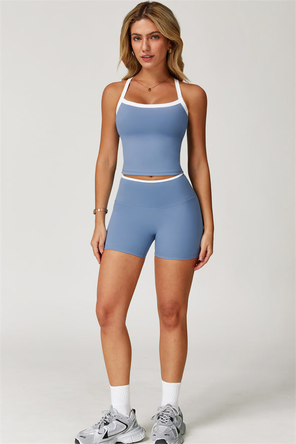 The Quest Cross Back Crop Top Shorts 2-Piece Set