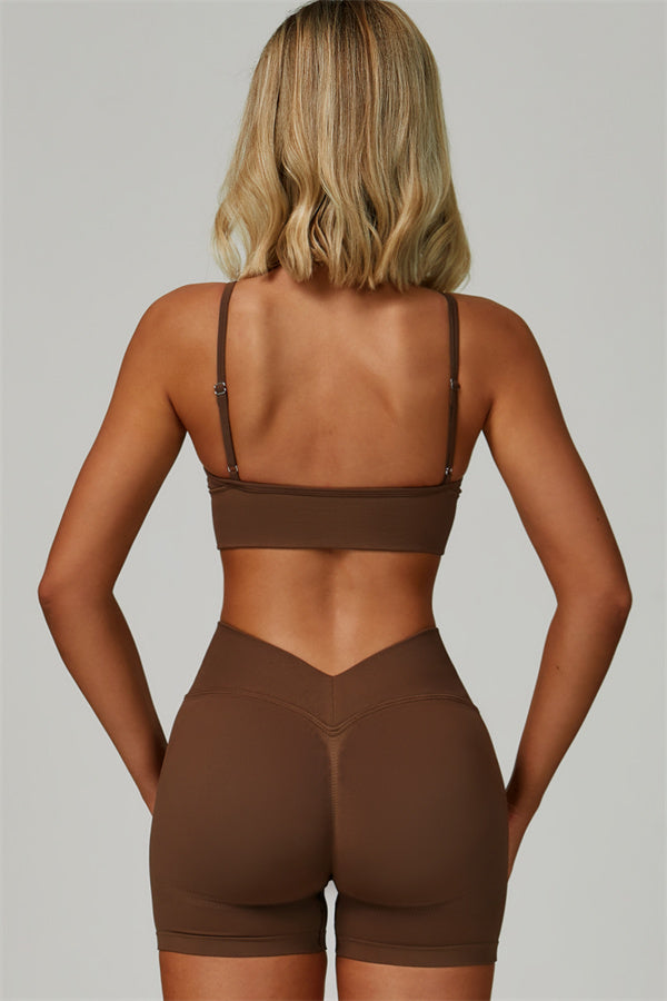 The Empower Sports Bra Shorts 2-Piece Set Taupe