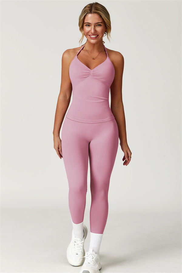 The Allure Halter Top Leggings 2-Piece Set Dusty pink