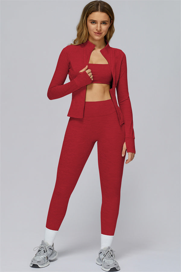 The Radiance Jacket Sports Bra Leggings 3-Piece Set
