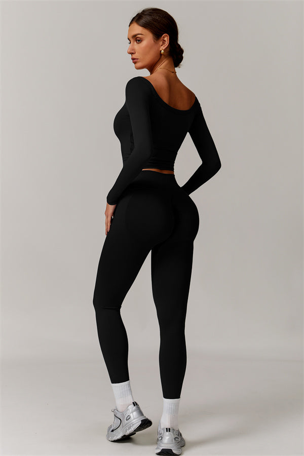 The Vivid Long Sleeve Crop Top Leggings 2-Piece Set