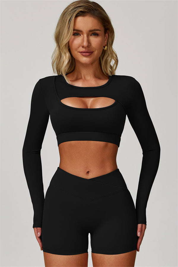 The Lavish Long Sleeve Cut-out Crop Top