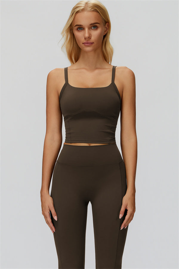 The Fyra Crop Tank Flared Leggings 2-Piece Set Bistre