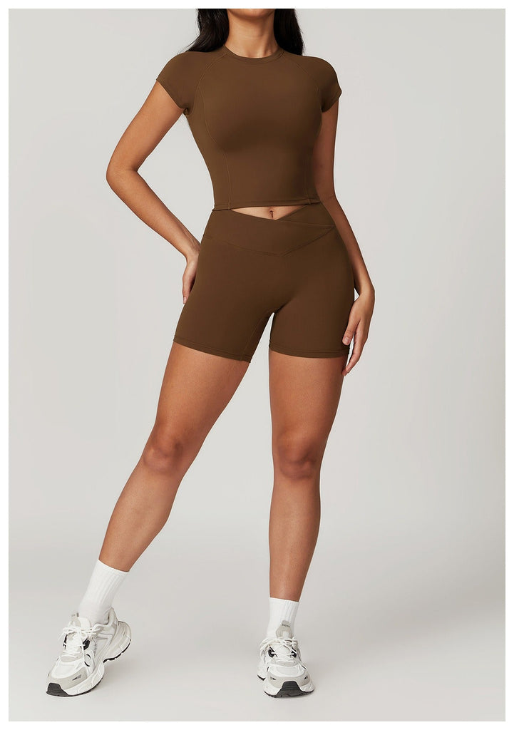 Arabella T-Sleeve Top & Shorts Set Brown