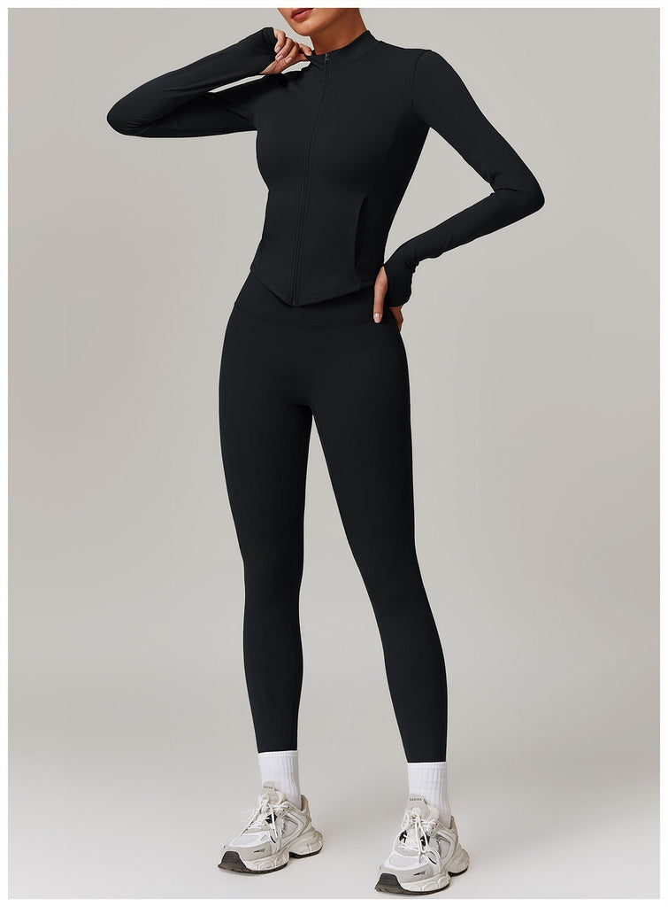 Impact Longsleeve Zip Top & Leggings Set Black