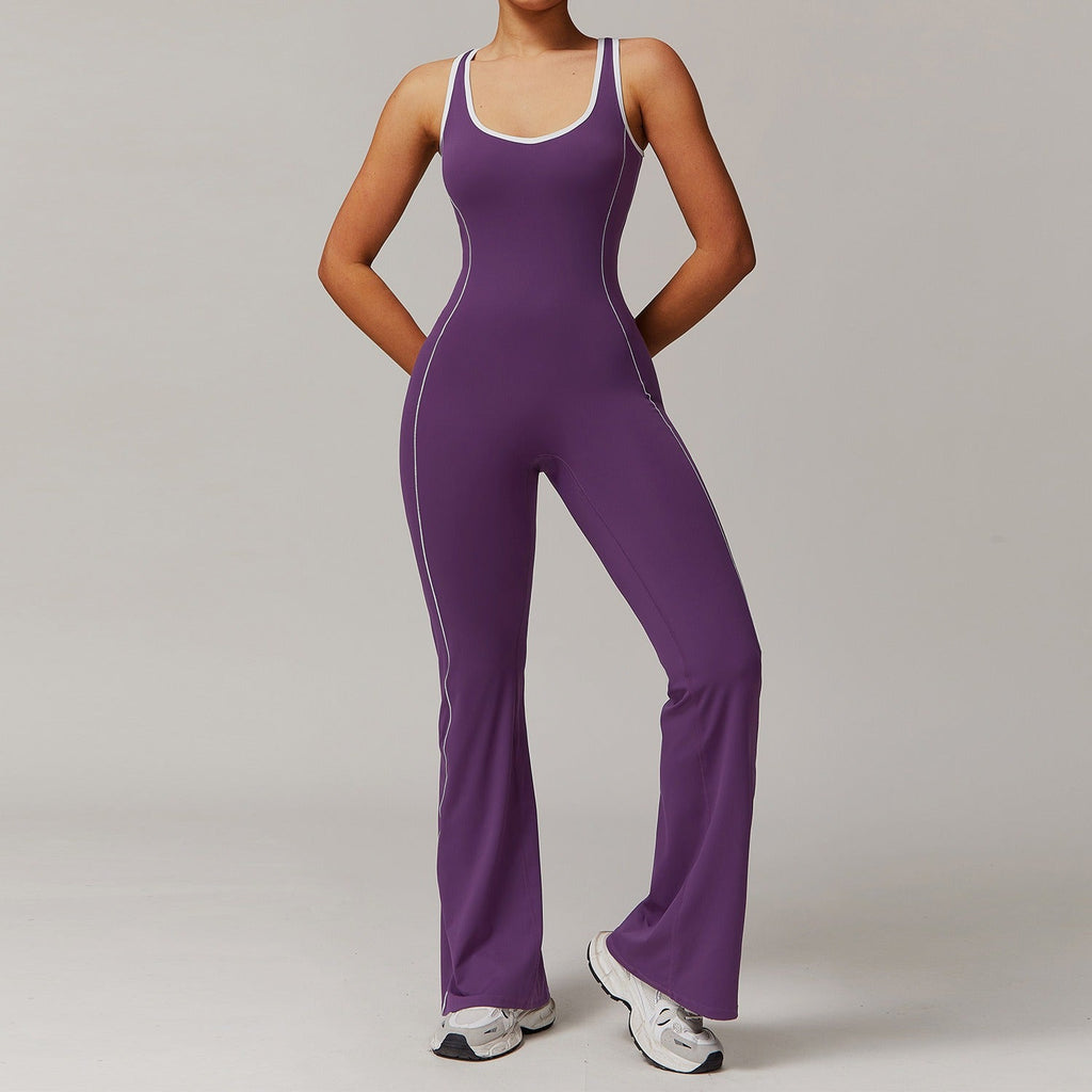 Martha Contrast Flared Jumpsuit Plum