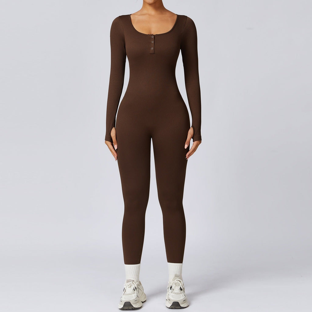 Buttoned Snatched Scoop Jumpsuit