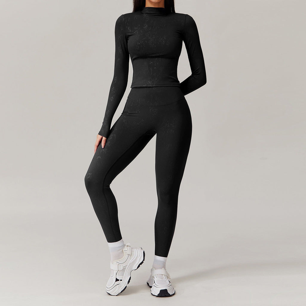 Kay Turtleneck Longsleeve Top & Leggings Set Black