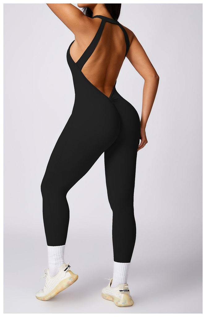 Christine Sculpt Backless Jumpsuit Black