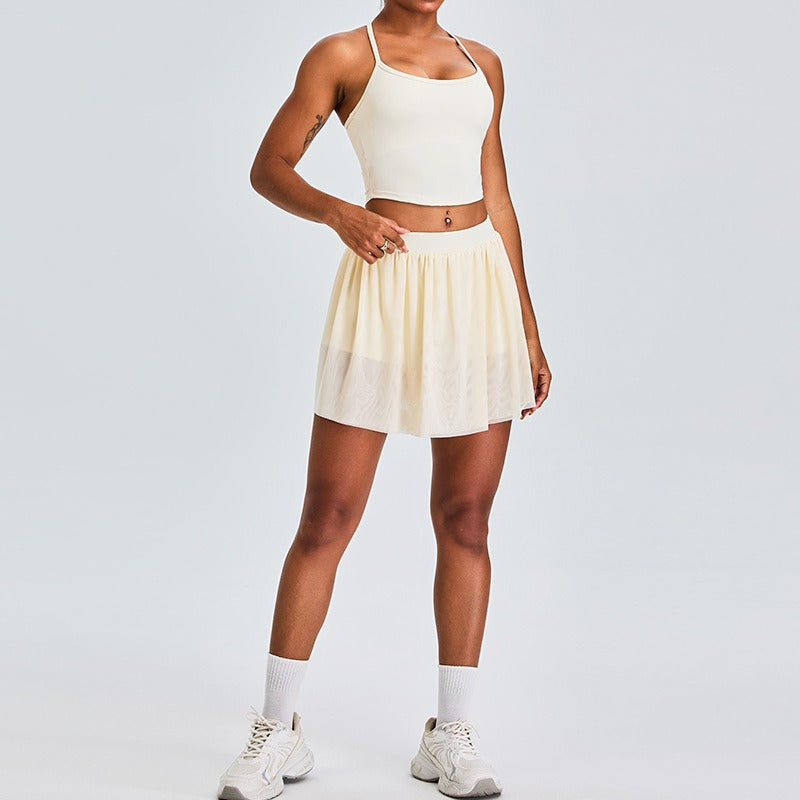 Sapphira Crop Top & Skort Set Cream