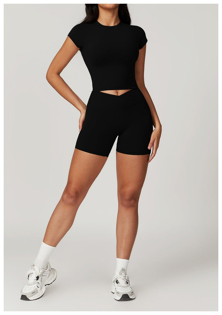 Arabella T-Sleeve Top & Shorts Set Black