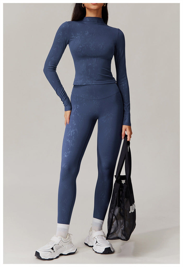 Kay Turtleneck Longsleeve Top & Leggings Set Deep blue