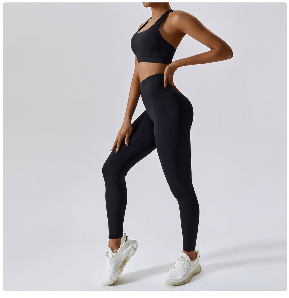 Thea Bra Top & Leggings Set Black