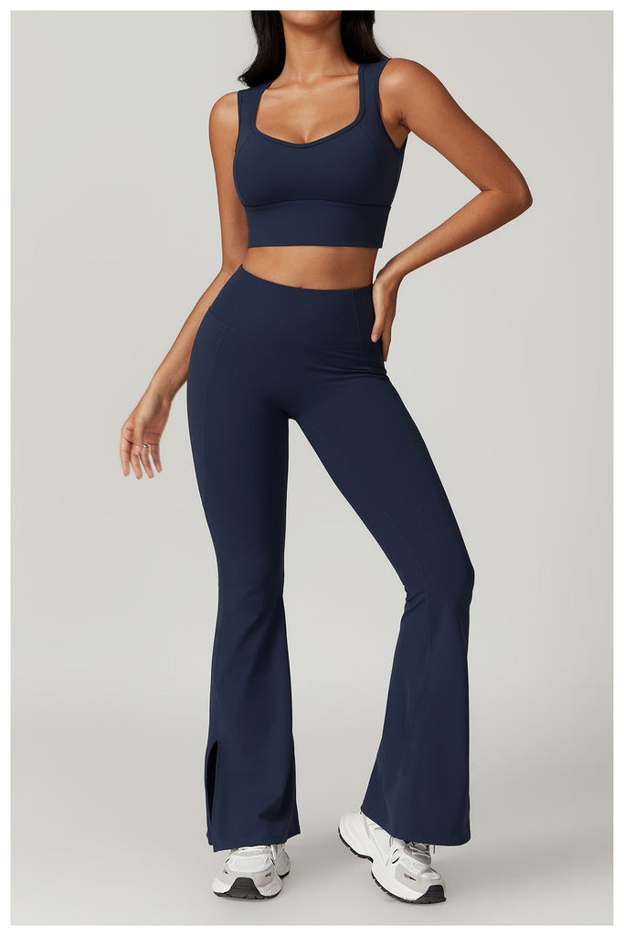 Kelly Crop Top & Flared Set Deep blue