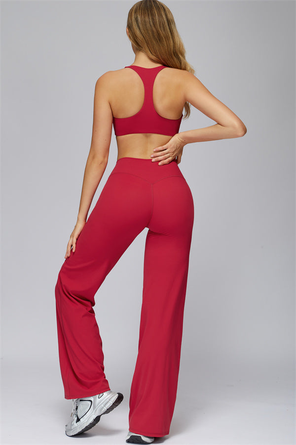 The FlexCore Sports Bra Flared Leggings 2-Piece Set Carmine
