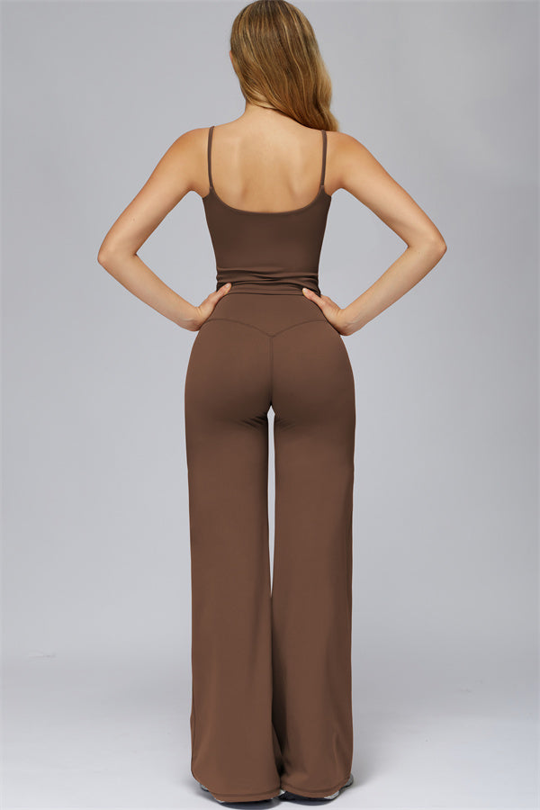 The FlexCore Crop Tank Flared Leggings 2-Piece Set Roman Brown