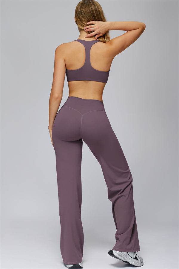 The FlexCore Sports Bra Flared Leggings 2-Piece Set Plum Purple