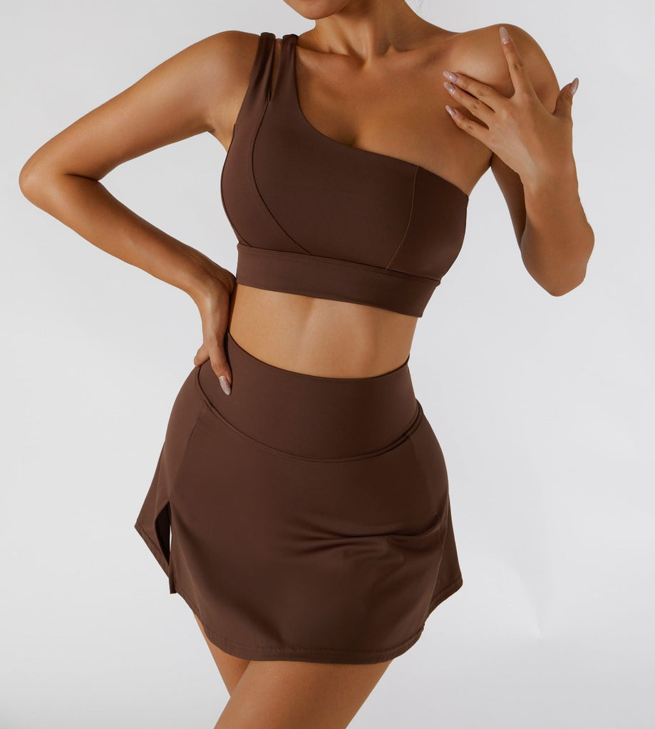 Noa Asymmetric Top & Skort set Brown