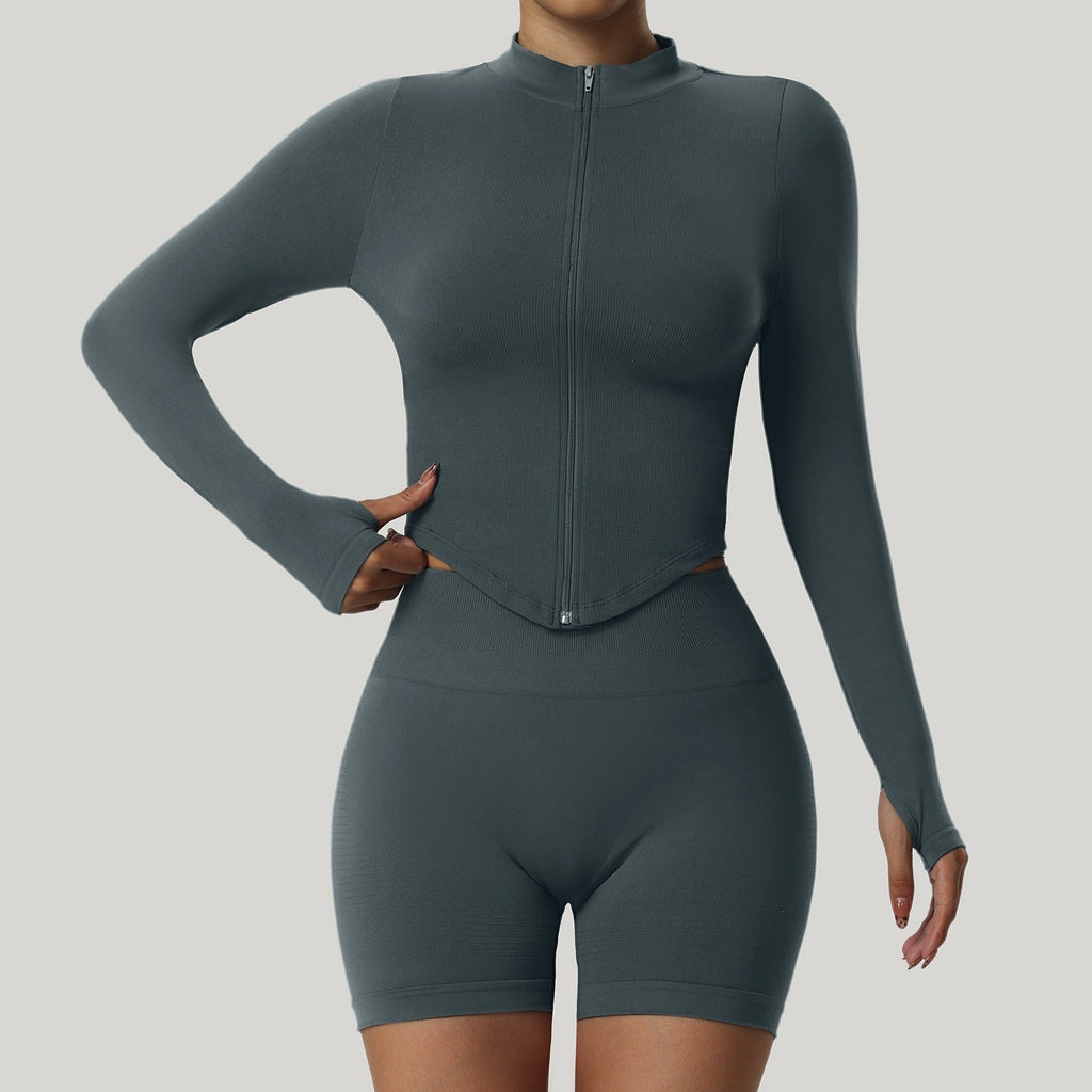 Blake Longsleeve Zip Top & Shorts Set Graphite