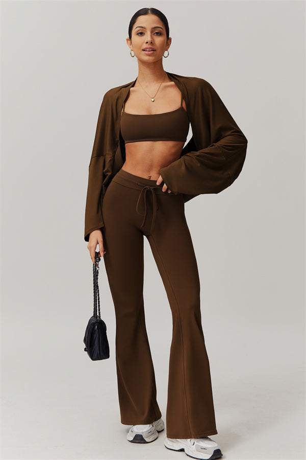 The Resonate Drift Cropped Pullover Flared Leggings 2-Piece Set