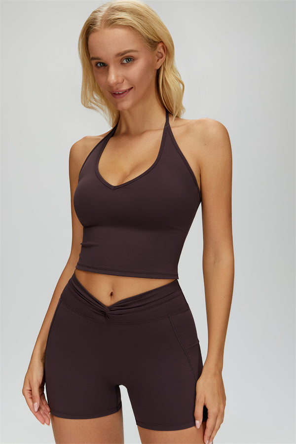 The Dreamy Crop Top Shorts 2-Piece Set Purple Brown
