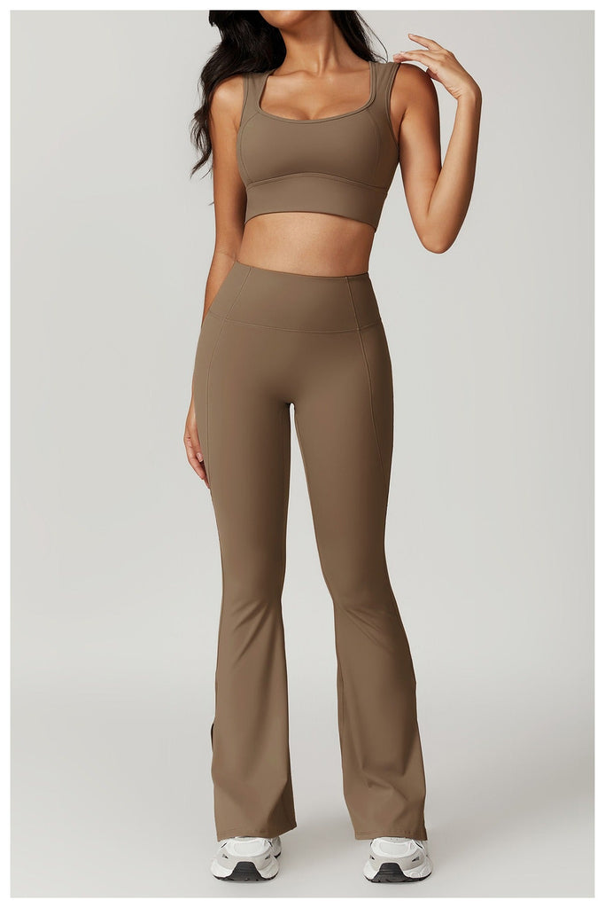 Kelly Crop Top & Flared Set Coffee
