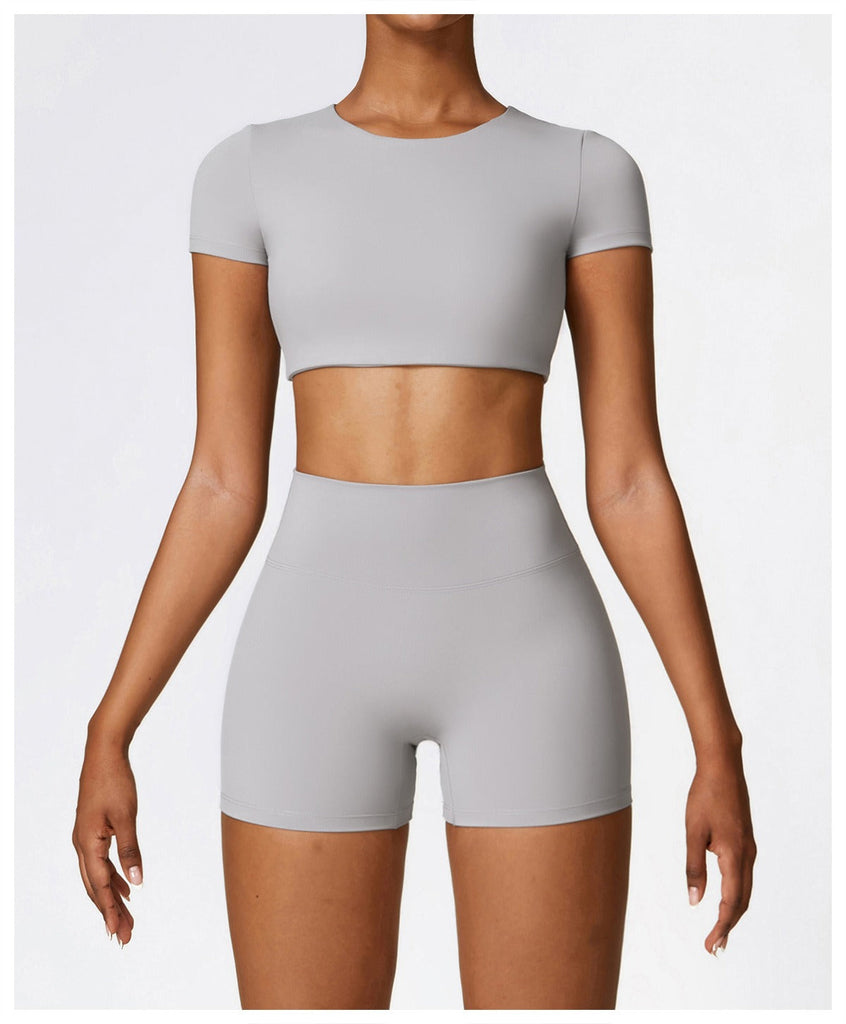Butter T-Sleeve Top & Shorts Set Light grey