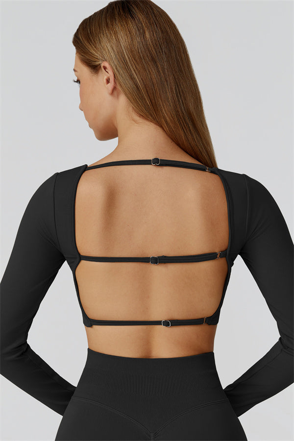 The Reign Long Sleeve Crop Top Black