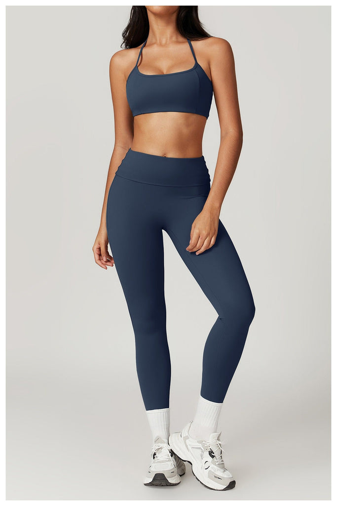 Ayla Bra Top & Leggings Set Navy