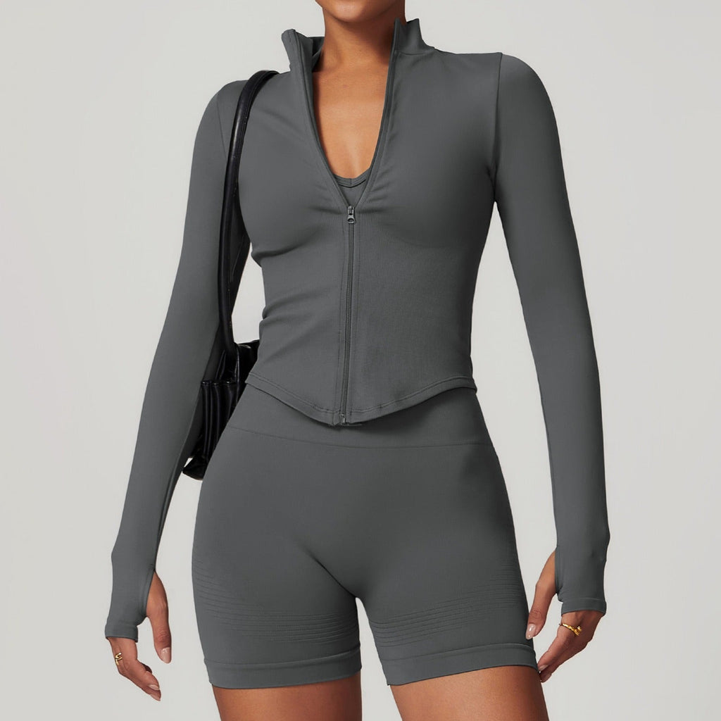 Blake Longsleeve Zip Top & Shorts Set Graphite