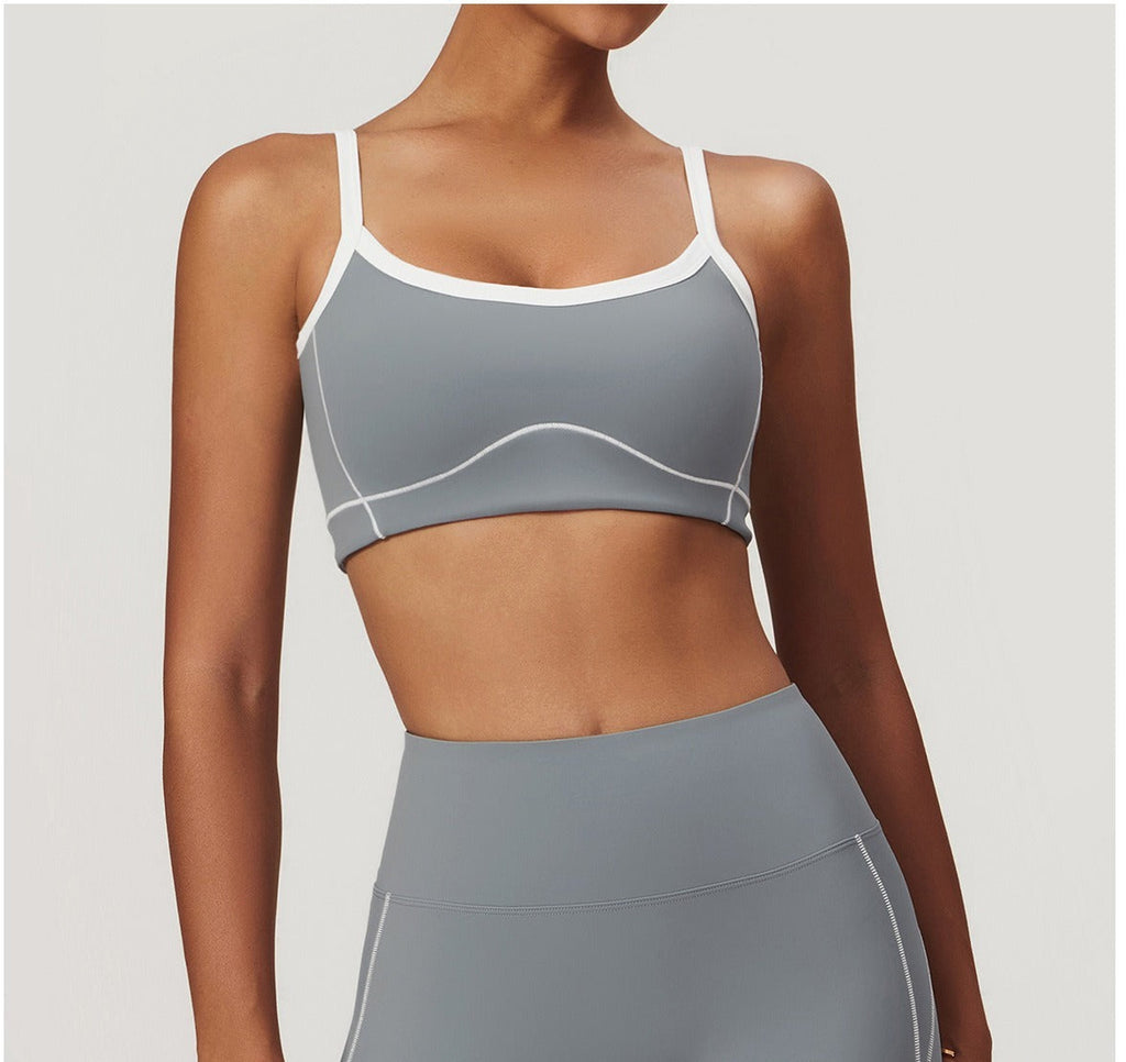 Celeste Panel Crop Bra Top Steel grey