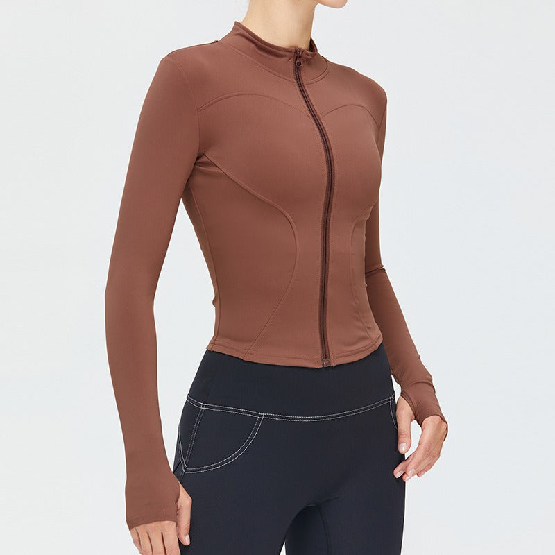 Malia Longsleeve Zip Top Brown