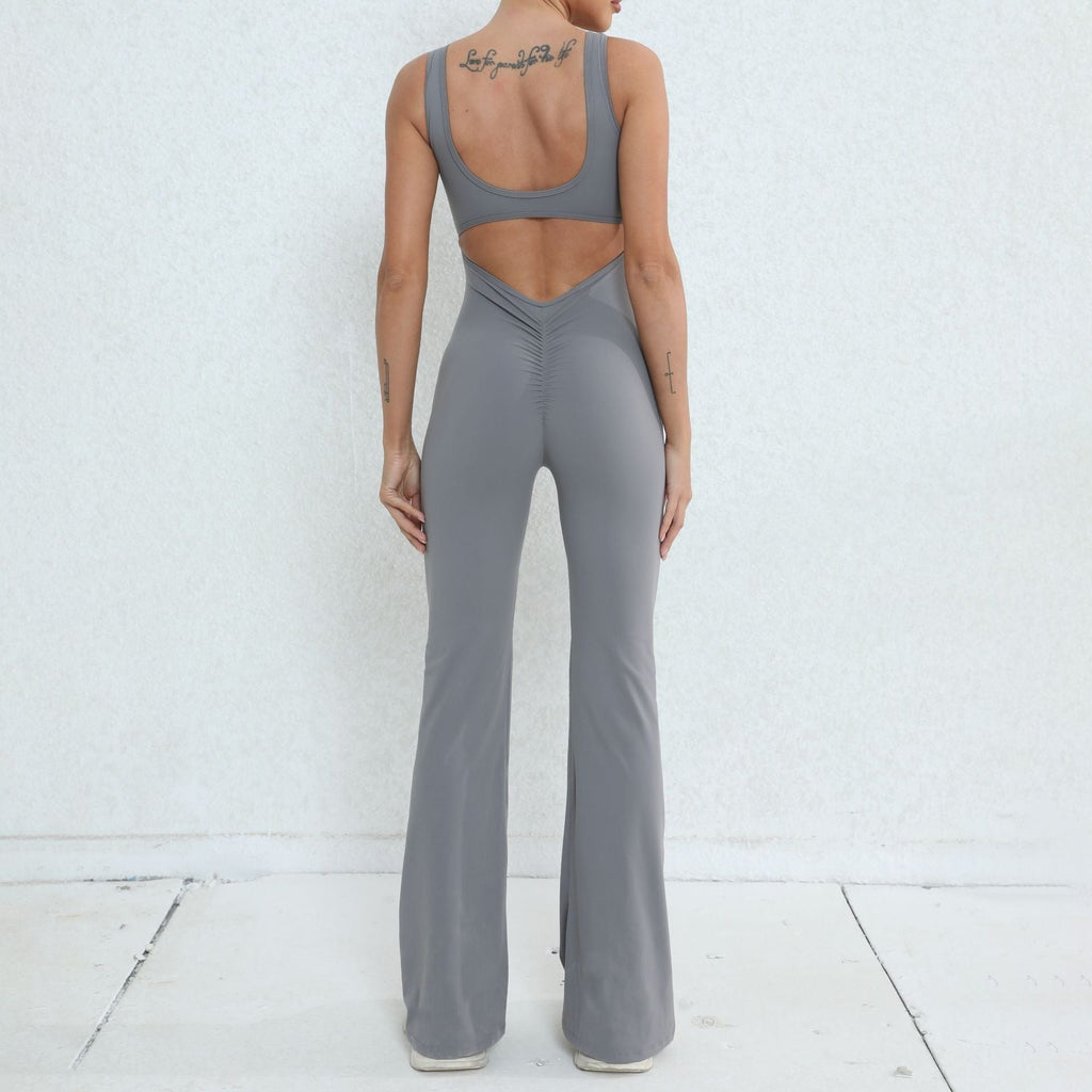 Scrunch V Back Flared Jumpsuit