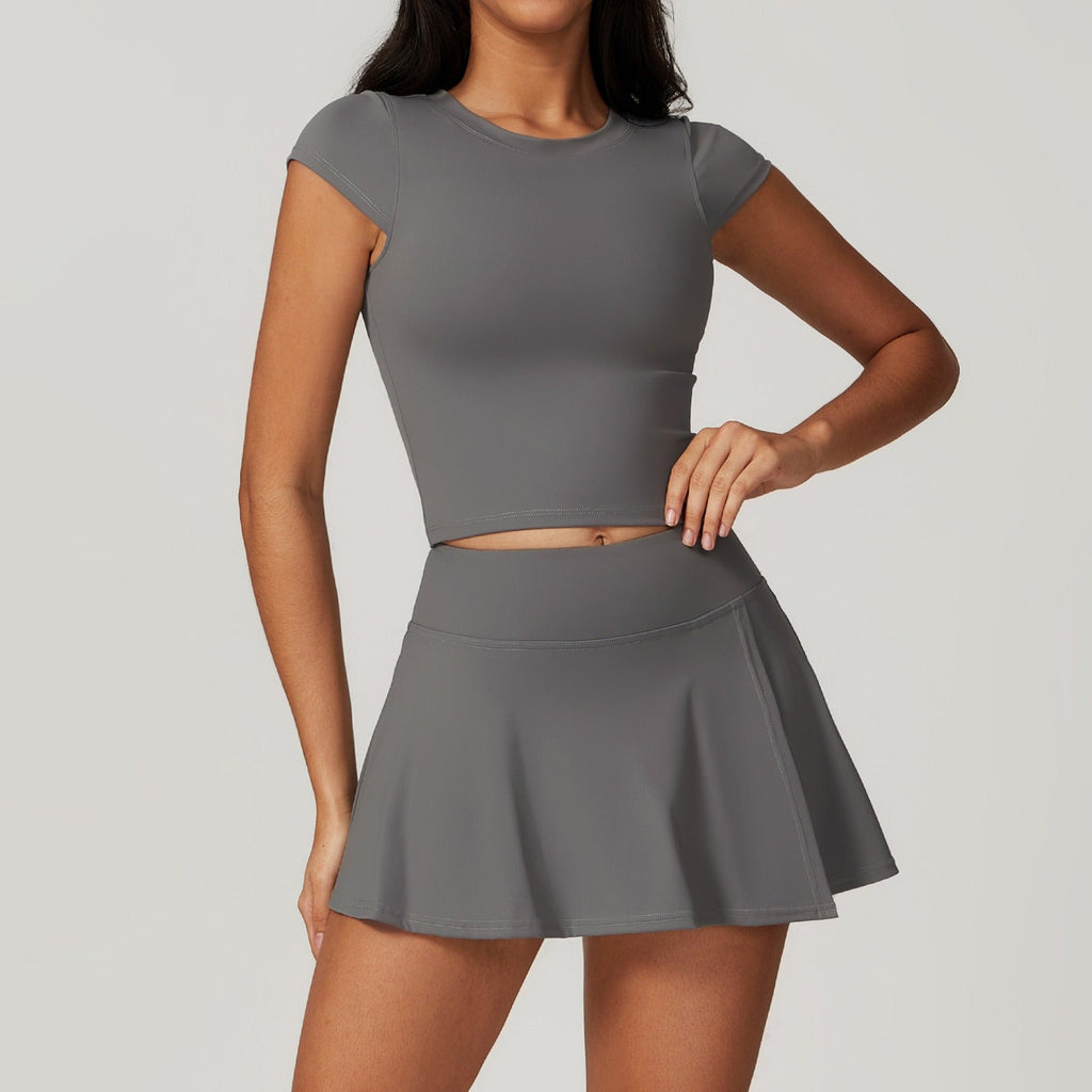 Talia T Sleeve Top & Skort Set Graphite